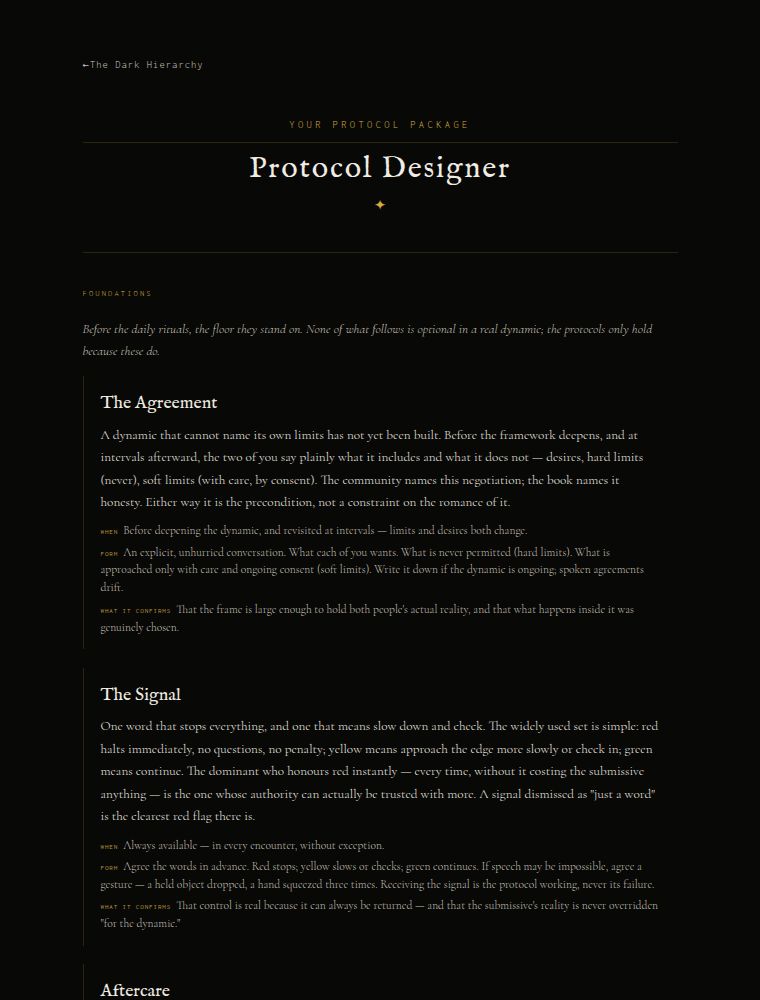 Example result screen of the Protocol Designer: a written protocol.